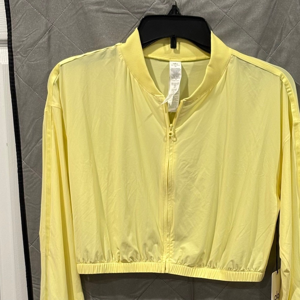 Alo Yoga Sunshine Yellow Cropped Breezy Full Zip Cover Up Jacket Bomber XS Gorp